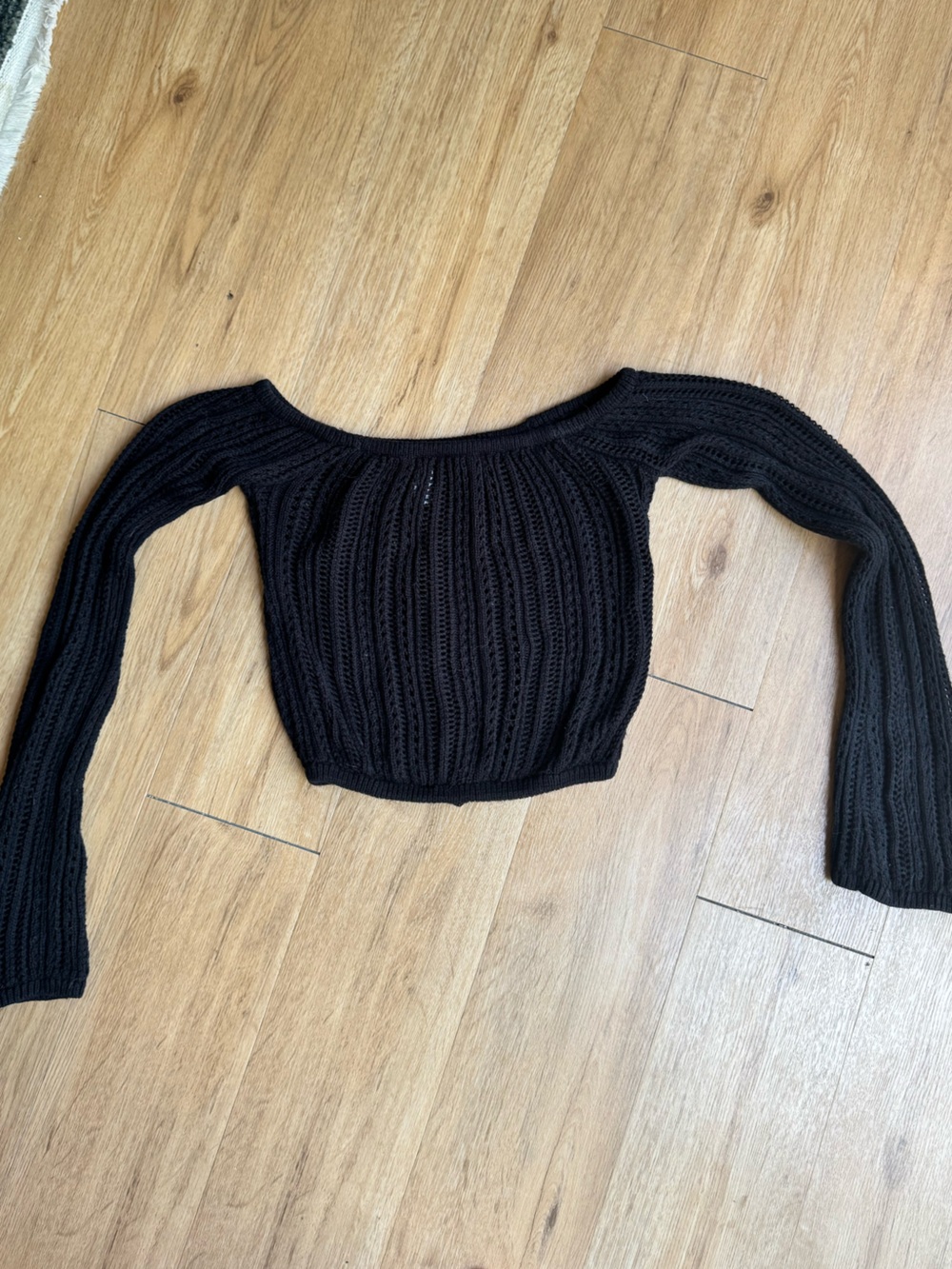 RSQ Black Off-the-Shoulder Ribbed Knit Sweater